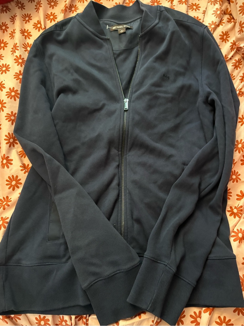 Bundle 3 for $25. Michael Kors Dark Navy Zip Bomber Jacket. Size Medium.
